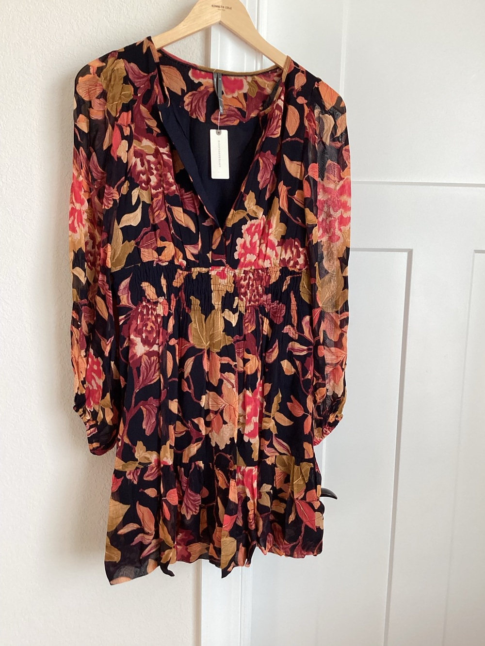 Anthropologie Somerset Dress Long-Sleeve Mini New Small Black Floral